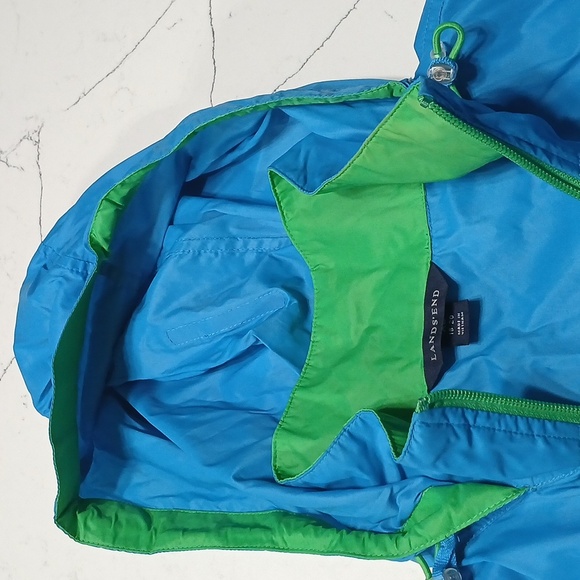 Lands' End Kids Blue and Green Raincoat - Picture 4 of 5